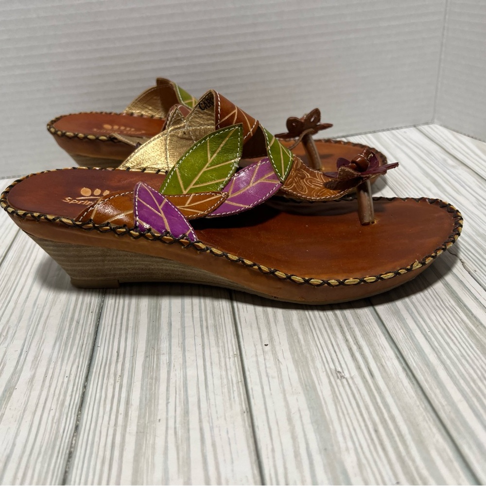 Spring Step L’Artiste sandal size 38 7-7.5 floral wedge